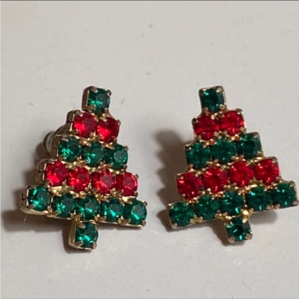 Vintage Holiday Earrings - Christmas Tree Earrings